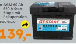 Globus Baumarkt Gt-start agm 60 ah 660 a start-stopp Angebot