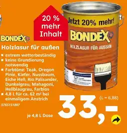 Globus Baumarkt Bondex holzlasur für außen Angebot