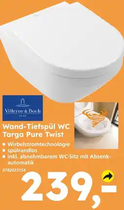 Globus Baumarkt Villeroy & boch wand-tiefspül wc targa pure twist Angebot