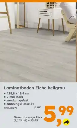 Globus Baumarkt Laminatboden eiche hellgrau Angebot