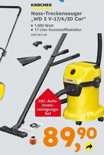 Globus Baumarkt Kärcher nass-trockensauger wd 3 v-17/6/20 car Angebot