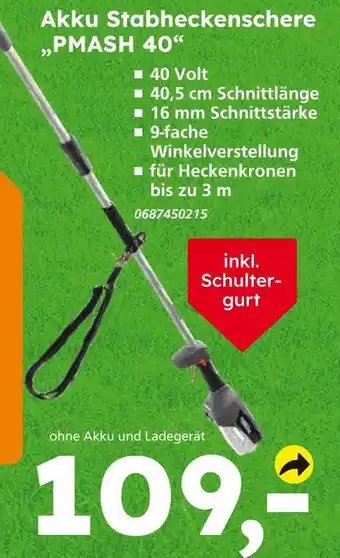 Globus Baumarkt Akku stabheckenschere pmash 40 Angebot