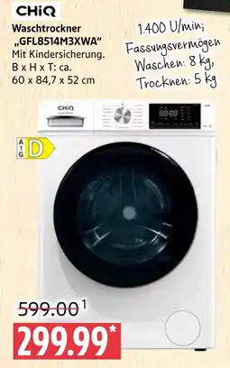 Marktkauf Chiq waschtrockner gfl8514m3xwa Angebot