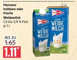 Marktkauf Hansano haltbare weidemilch Angebot