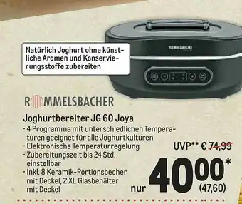 METRO Rommelsbacher Joghurtbereiter Jg 60 Joya Angebot