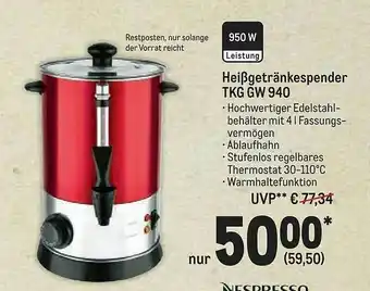 METRO Heißgetränkespender Tkg Gw 940 Angebot