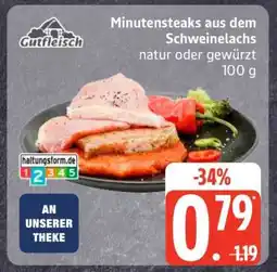Edeka Minutensteaks aus dem Schweinelachs Angebot