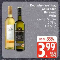 Edeka Deutsches Weintor, Gallo oder Barefoot Wein Angebot