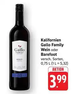 Edeka Kalifornien: Gallo Family Wein oder Barefoot Angebot