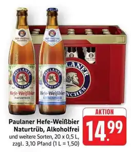 Edeka Paulaner Hefe-Weißbier Naturtrüb, Alkoholfrei Angebot