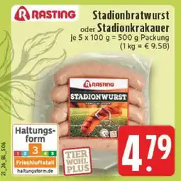 Edeka Rasting Stadionbratwurst oder Stadionkrakauer Angebot