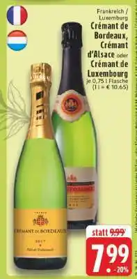 Edeka Crémant de Bordeaux, Crémant d'Alsace oder Crémant de Luxembourg Angebot