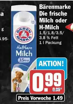 HIT Bärenmarke Die frische Milch oder H-Milch Angebot