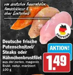 HIT Deutsche frische Putenschnitzel/Steaks oder Hähnchenbrustfilet Angebot