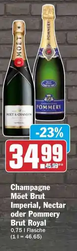 HIT Champagne Moët Brut Imperial, Nectar oder Pommery Brut Royal Angebot