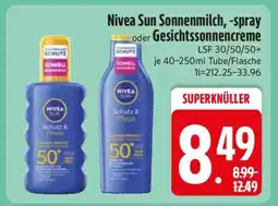 Edeka Nivea Sun Sonnenmilch, -spray oder Gesichtssonnencreme Angebot