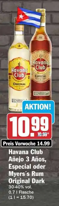 HIT Havana Club Añejo 3 Años, Especial oder Myers’s Rum Original Dark Angebot