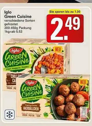 WEZ Iglo Green Cuisine Angebot