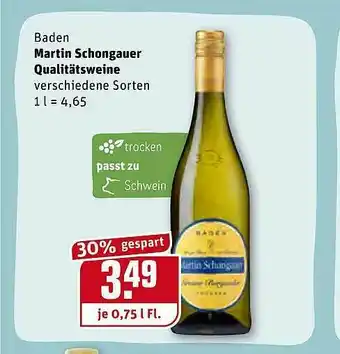 REWE Kaufpark Baden Martin Schongauer Qualitätsweine Angebot