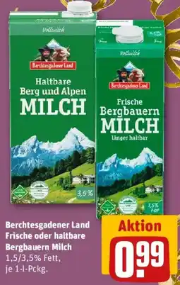 REWE Berchtesgadener Land Frische oder haltbare Bergbauern Milch Angebot