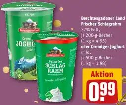 REWE Berchtesgadener Land Frischer Schlagrahm oder Cremiger Joghurt Angebot