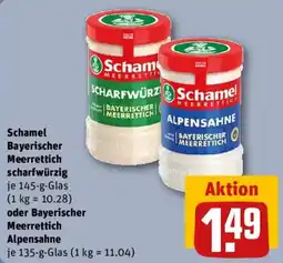 REWE Schamel Bayerischer Meerrettich scharfwürzig oder Bayerischer Meerrettich Alpensahne Angebot
