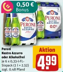 REWE Peroni Nastro Azzurro oder Alkoholfrei Angebot