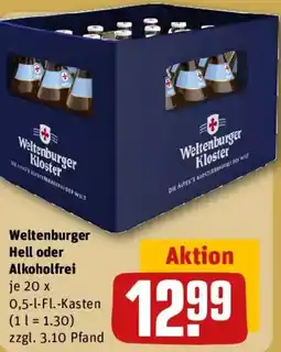 REWE Weltenburger Hell oder Alkoholfrei Angebot