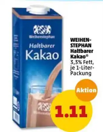 PENNY Weihenstephan Haltbarer Kakao 1L Angebot