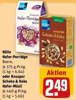 REWE Kölln Hafer-Porridge oder Knusper Schoko & Keks Hafer-Müsli Angebot