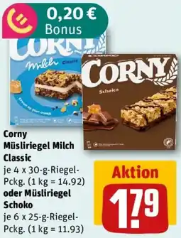 REWE Corny Müsliriegel Milch Classic oder Müsliriegel Schoko Angebot