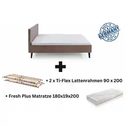 Netto Marken-Discount Polsterbett 180 x 200 Viola Bettgestell mit Kopfteil Taupe Angebot