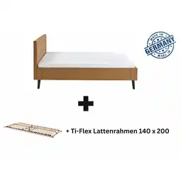 Netto Marken-Discount Polsterbett 140 x 200 Amira Bettgestell mit Kopfteil Ocker Angebot
