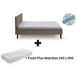 Netto Marken-Discount Polsterbett 140 x 200 Viola Bettgestell mit Kopfteil Taupe Angebot