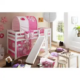 Netto Marken-Discount TiCAA Hochbett mit Rutsche Podestbett Tino Buche Weiß Motiv, teilbar mit Farbauswahl Angebot