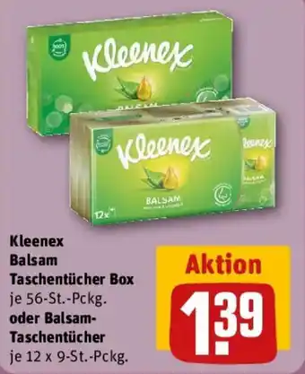 REWE Kleenex Balsam Taschentücher Box oder Balsam Taschentücher Angebot
