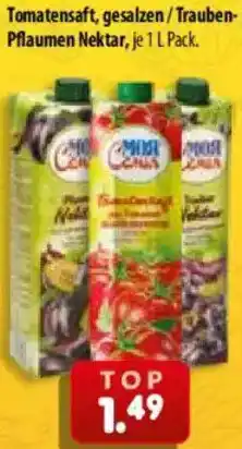 Mix Markt Tomatensaft, gesalzen/Trauben-Pflaumen Nektar Angebot
