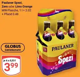 Globus Paulaner Spezi, Zero oder Limo Orange Angebot