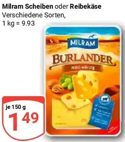 Globus Milram Scheiben oder Reibekäse Angebot