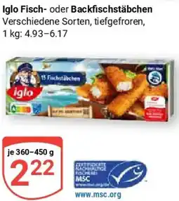 Globus Iglo Fisch- oder Backfischstäbchen Angebot