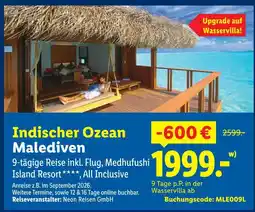 Lidl Neon reisen gmbh indischer ozean malediven Angebot