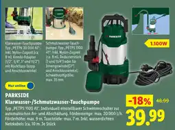 Lidl Parkside klarwasser-tauchpumpe Angebot