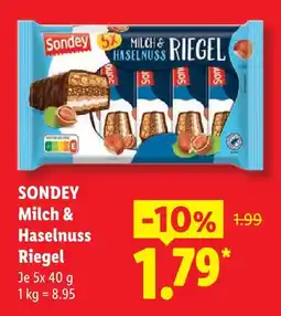 Lidl Sondey milch & haselnuss riegel Angebot