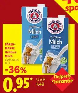 Lidl Bärenmarke haltbare milch 1,5% fett Angebot