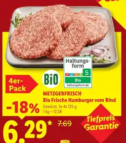 Lidl Metzgerfrisch bio frische hamburger vom rind Angebot