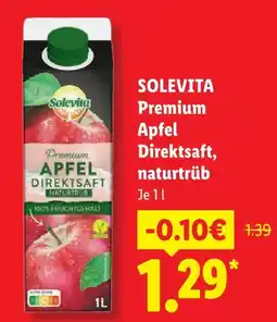 Lidl Solevita premium apfel direktsaft, naturtrüb Angebot
