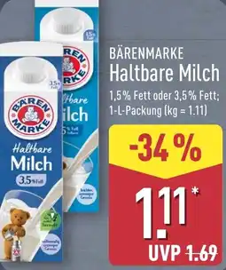 Aldi Nord BÄRENMARKE Haltbare Milch Angebot