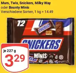 Globus Mars, Twix, Snickers, Milky Way oder Bounty Minis Angebot