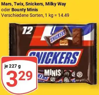 Globus Mars, Twix, Snickers, Milky Way oder Bounty Minis Angebot