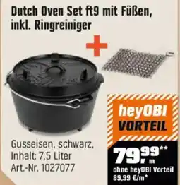OBI Dutch Oven Set ft9 mit Füßen, inkl. Ringreiniger Angebot